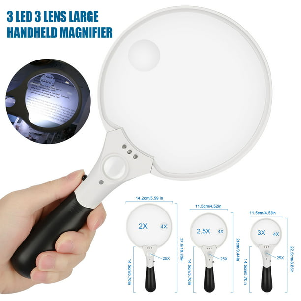 2X Hand Held Magnifier Magnifying Glass Reading Jewelry Loupe Tool with LED